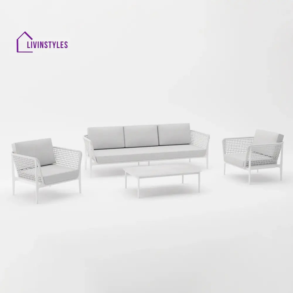 Fadad Outdoor Garden Balcony Sofa Set 2 Seater 2 Single seater and 1 Center Table Set Braid & Rope(Grey) - Sofa Sets