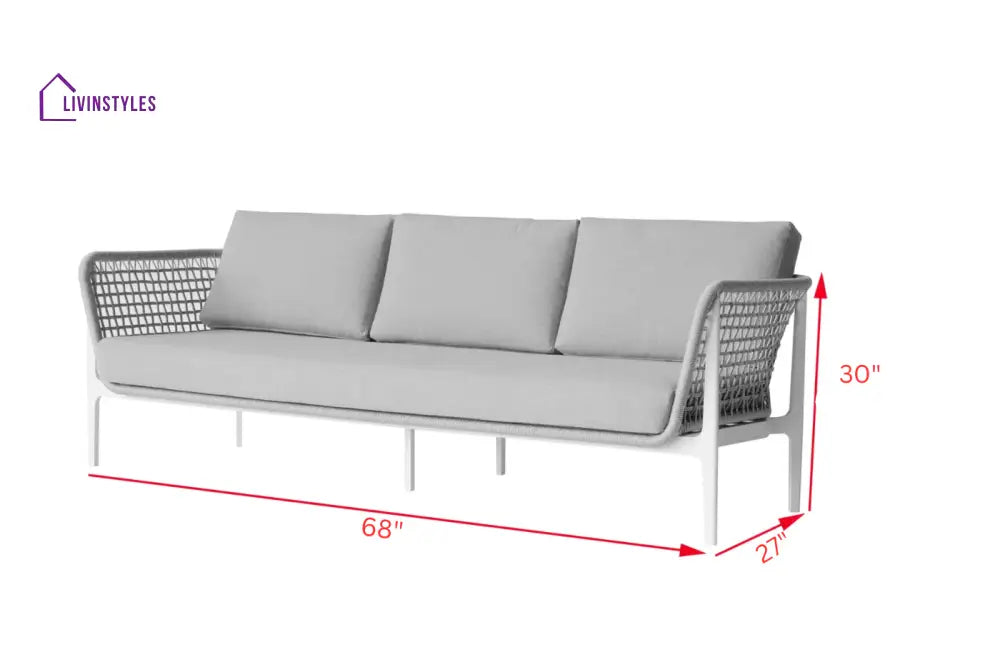 Fadad Outdoor Garden Balcony Sofa Set 2 Seater 2 Single seater and 1 Center Table Set Braid & Rope(Grey) - Sofa Sets