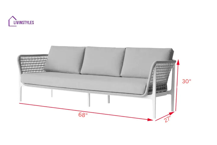 Fadad Outdoor Garden Balcony Sofa Set 2 Seater 2 Single seater and 1 Center Table Set Braid & Rope(Grey) - Sofa Sets