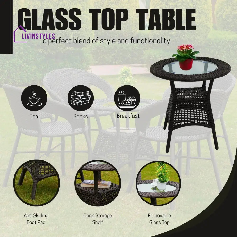 Falak 5-Piece Outdoor Rattan Wicker Patio Bistro Set Patio Set