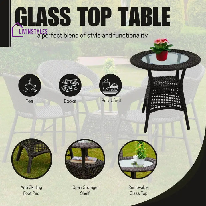 Falak 5-Piece Outdoor Rattan Wicker Patio Bistro Set Patio Set