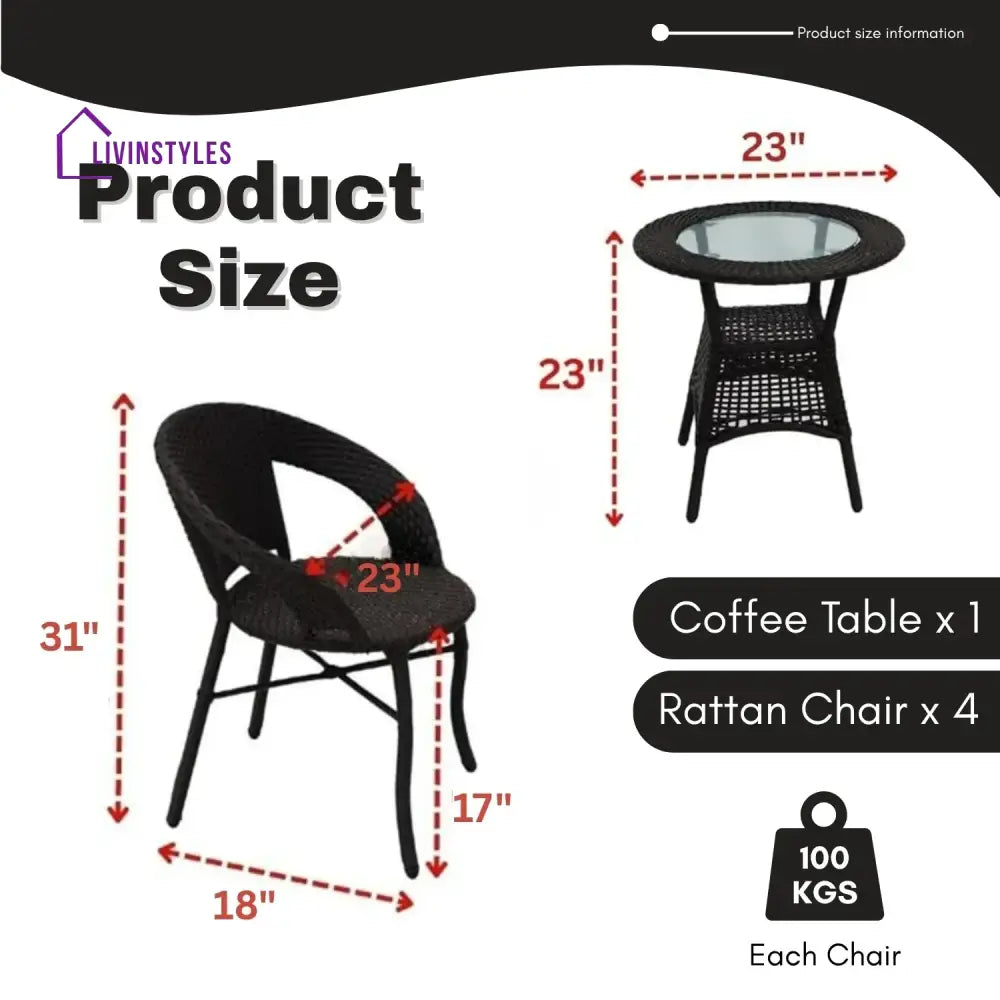 Falak 5-Piece Outdoor Rattan Wicker Patio Bistro Set Patio Set