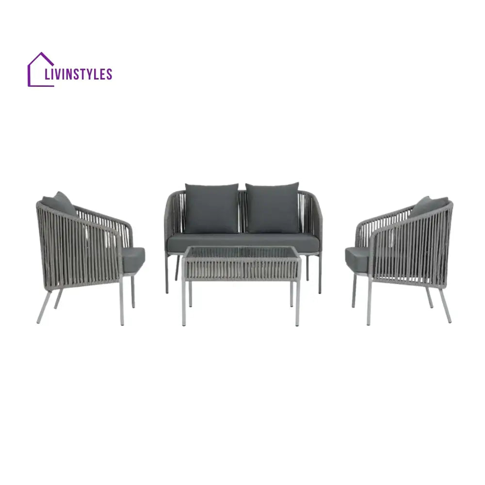 Falguni Outdoor 4 Piece Modern Woven Rope Sofa Set - Sofa Set