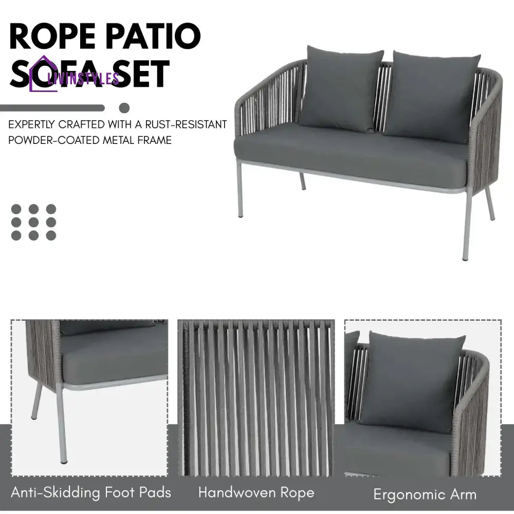 Falguni Outdoor 4 Piece Modern Woven Rope Sofa Set - Sofa Set