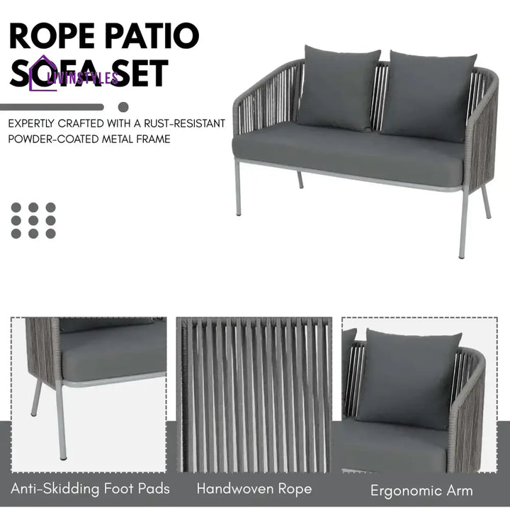 Falguni Outdoor 4 Piece Modern Woven Rope Sofa Set - Sofa Set