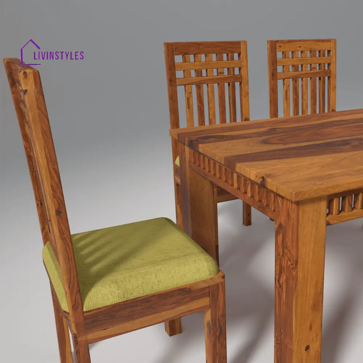 Falguni Sheesham Wood Dining Table Set (6 seater) In Light Honey table