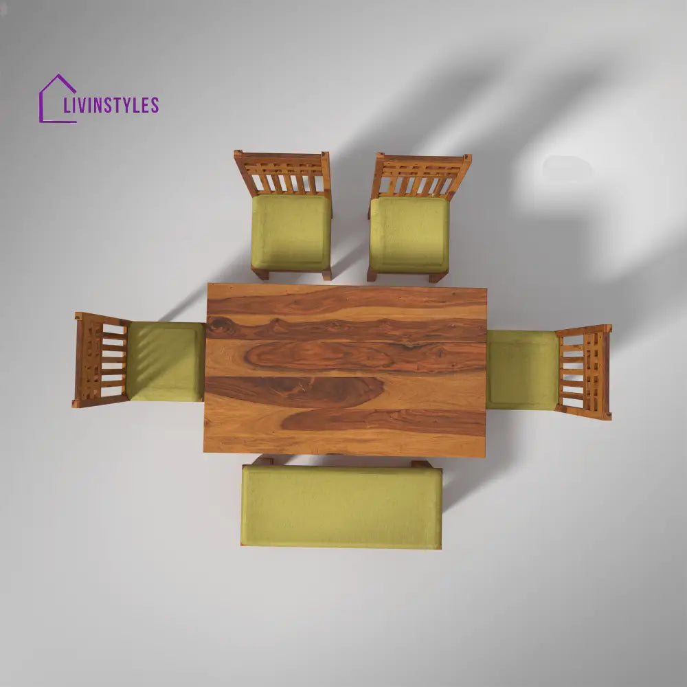 Falguni Sheesham Wood Dining Table Set (6 seater) In Light Honey table