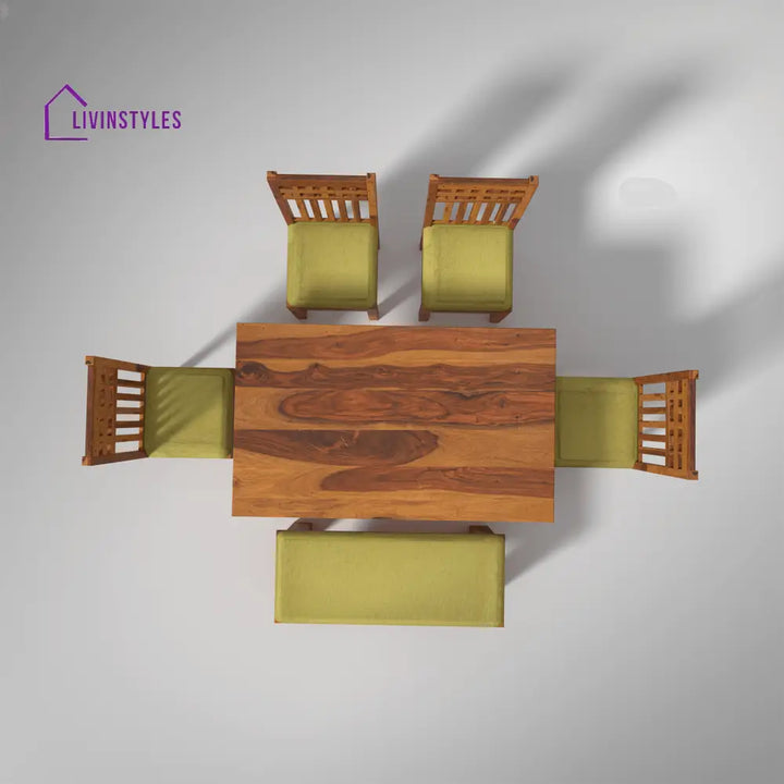 Falguni Sheesham Wood Dining Table Set (6 seater) In Light Honey table