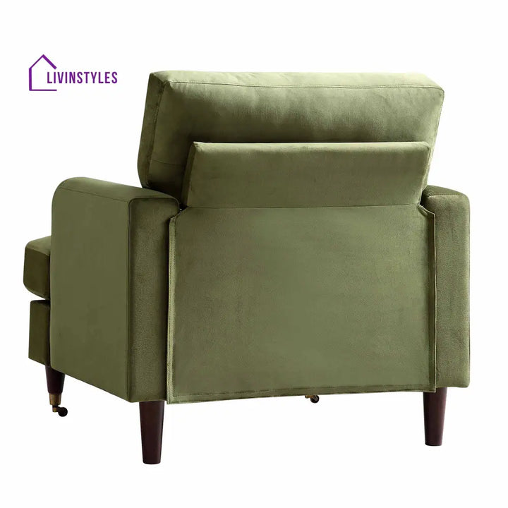 Brigette Olive Green Velvet Armchair with Antique Brass Castor Legs Armchairs