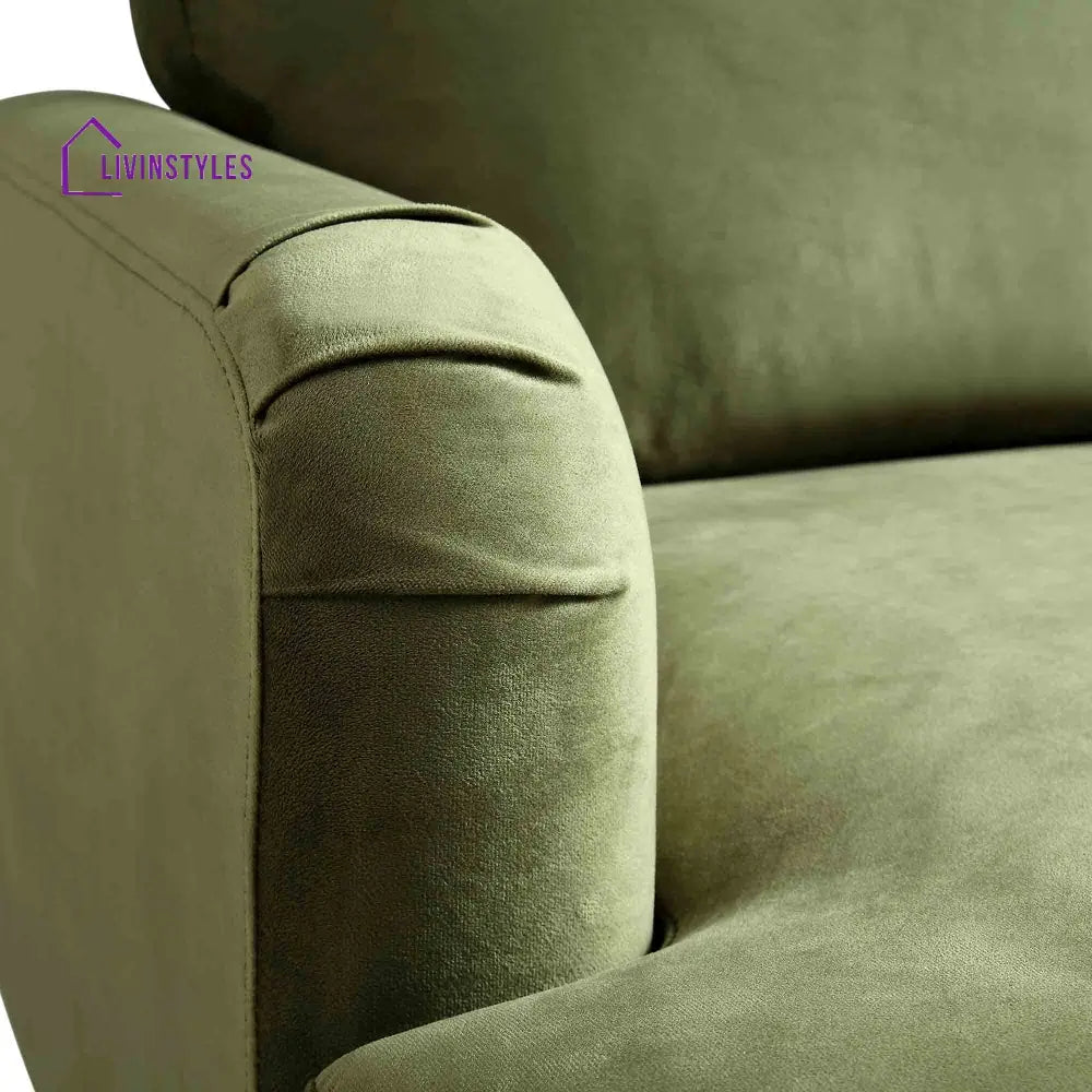 Brigette Olive Green Velvet Armchair with Antique Brass Castor Legs Armchairs