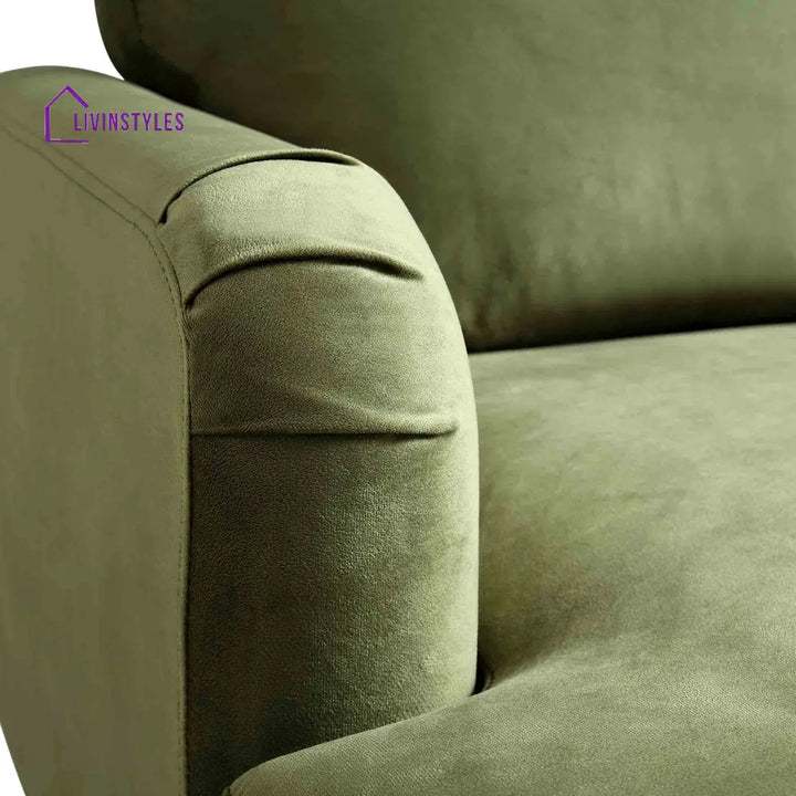Brigette Olive Green Velvet Armchair with Antique Brass Castor Legs Armchairs
