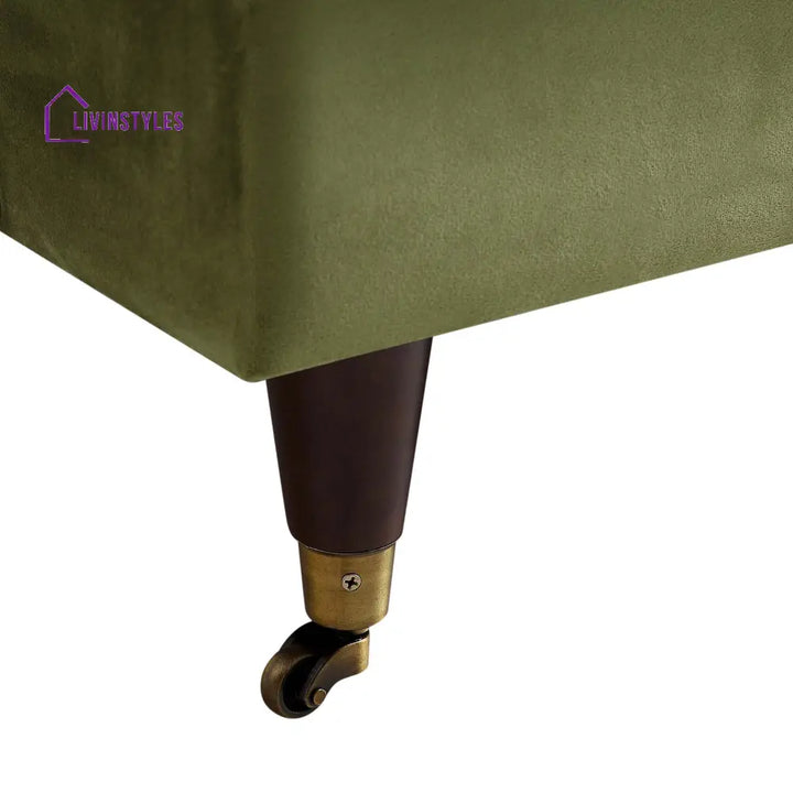 Brigette Olive Green Velvet Armchair with Antique Brass Castor Legs Armchairs