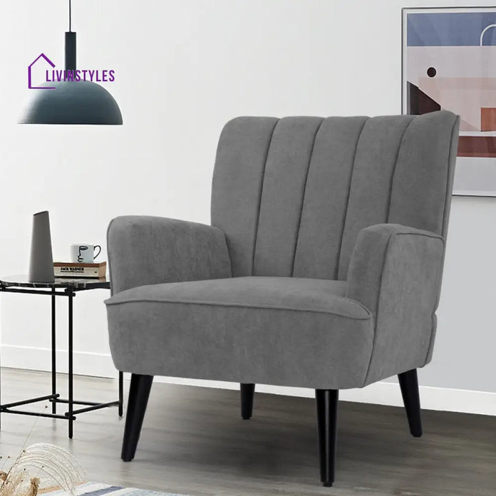 Falisha Solid Wood and Fabric Arm Chair | Living Room Chair | Lounge Chair