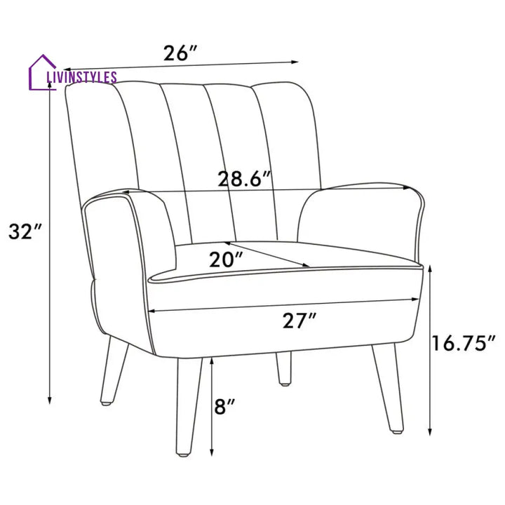 Falisha Solid Wood and Fabric Arm Chair | Living Room Chair | Lounge Chair