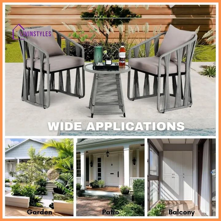Fallon Outdoor Rope 3-Piece Patio Set - Patio Set