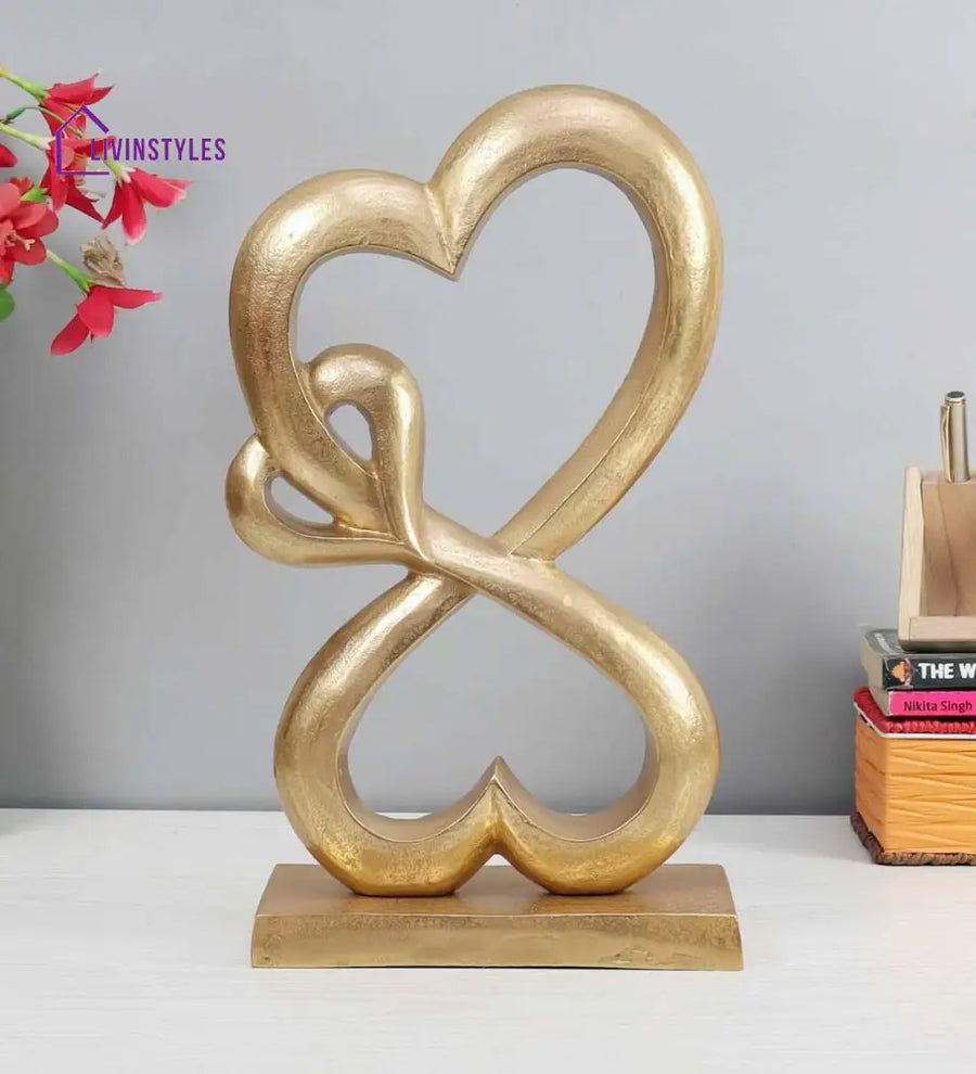Family Heart Gold Raw Finish Large Sculpture