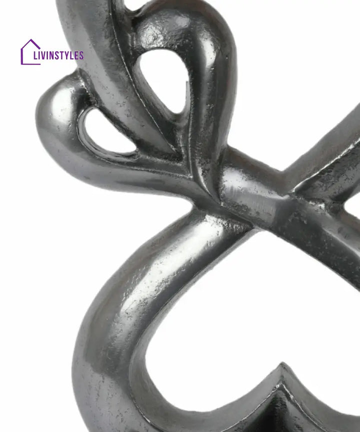 Family Heart Vblue And Black Base Raw Finish Small Sculpture
