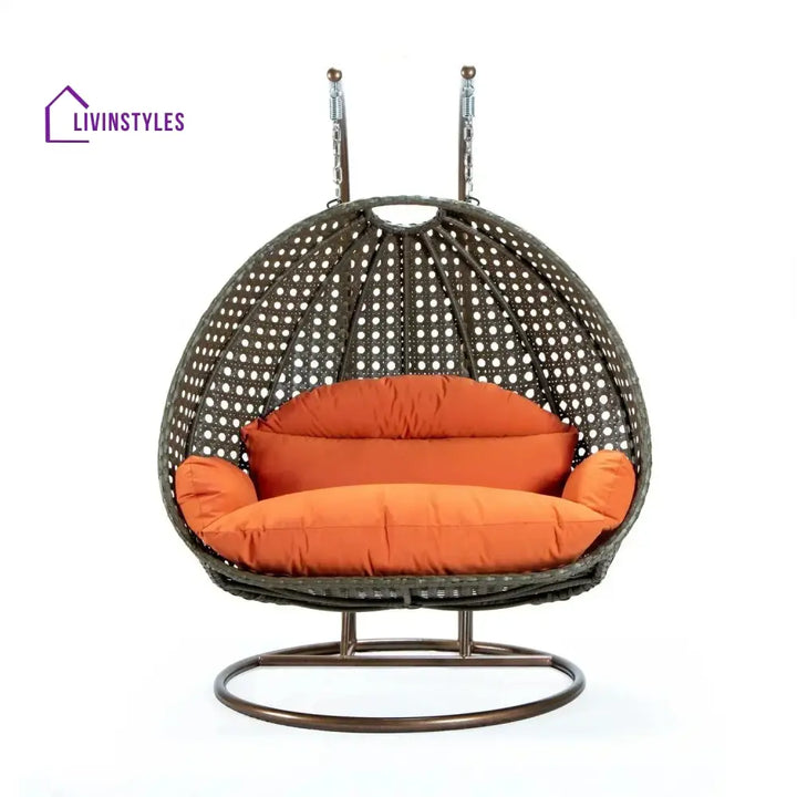 Fang Double Seater Hanging Swing Chair (Dark Brown/Orange) Swing