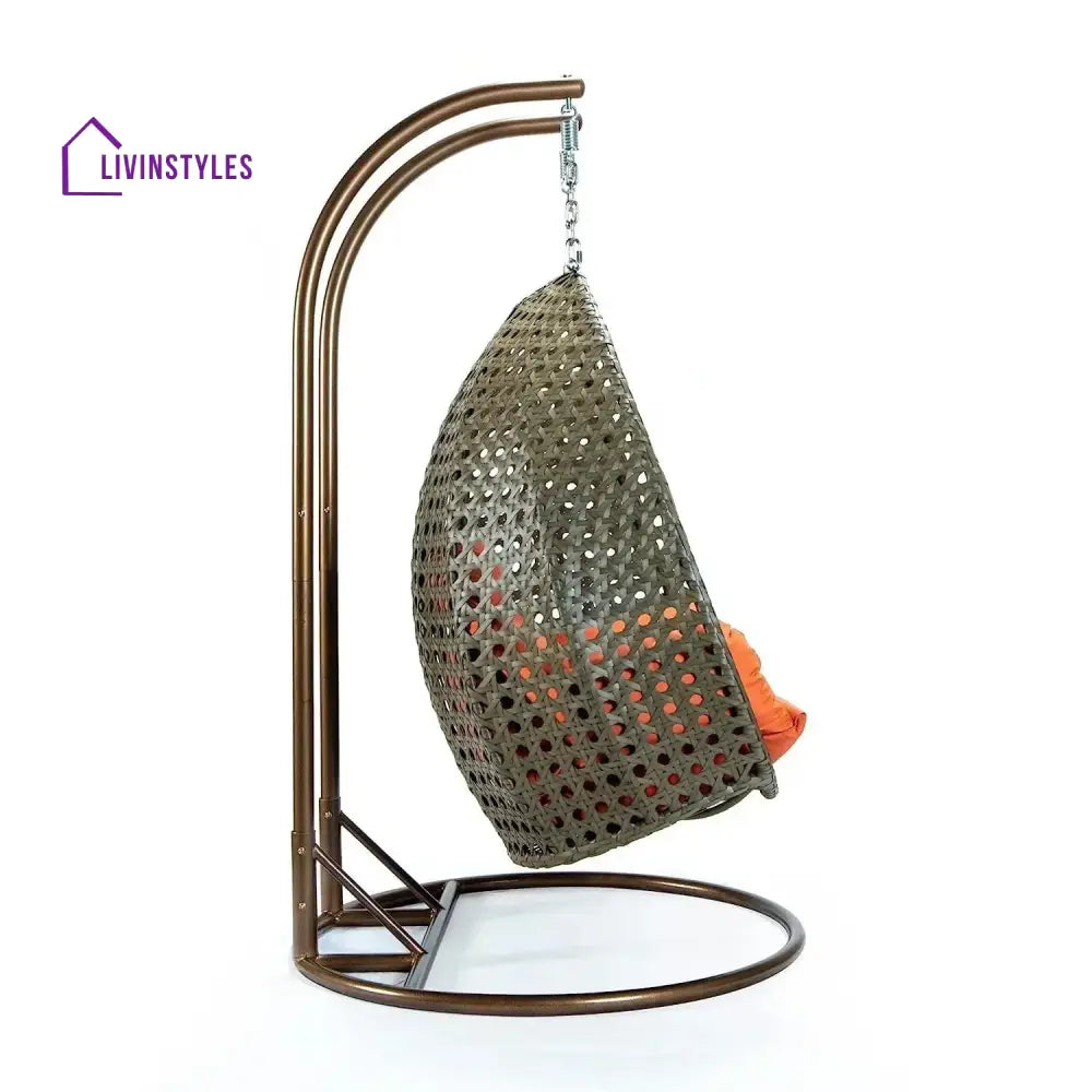 Fang Double Seater Hanging Swing Chair (Dark Brown/Orange) Swing
