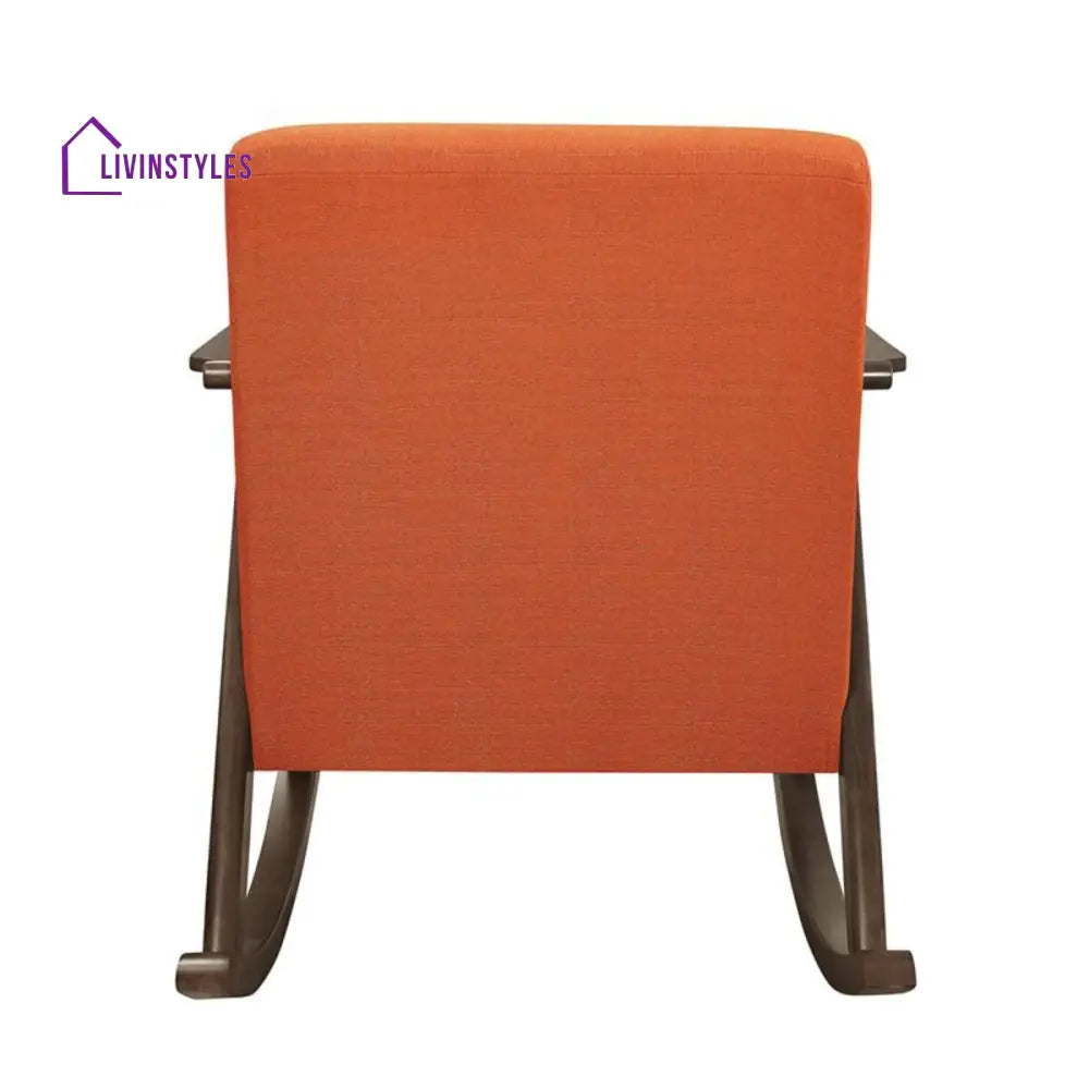 Fanish Fabric Rocking Chair In Dark Walnut & Orange