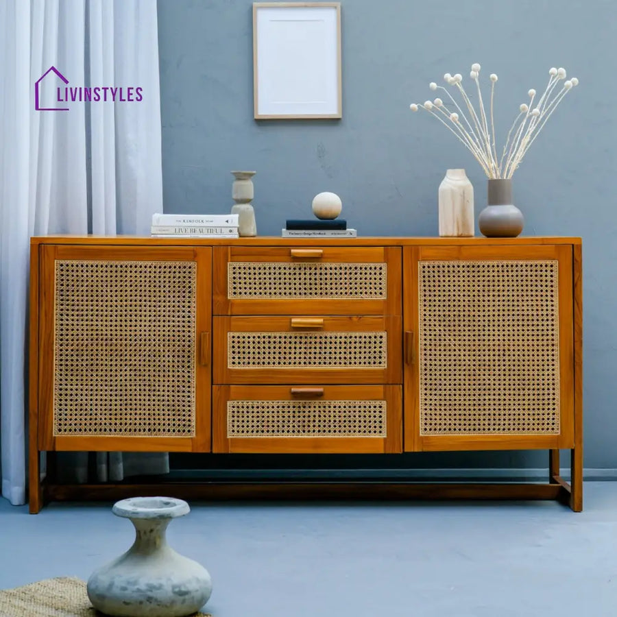 Fariya Teak Wood & Rattan Cabinets & Sideboard Teak Wood