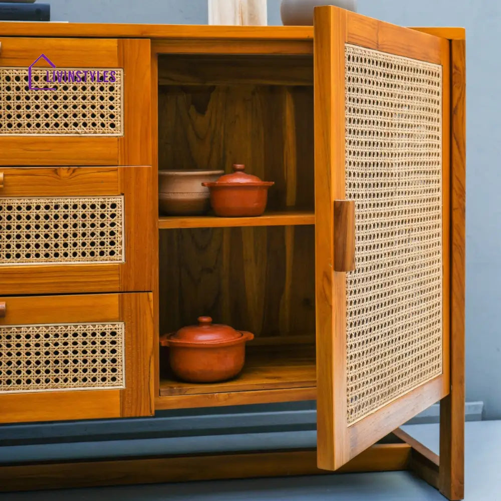 Fariya Teak Wood & Rattan Cabinets & Sideboard