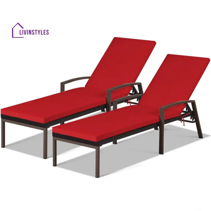 Faro Outdoor Swimming Poolside Lounger Set of 2 (Black) - Loungers