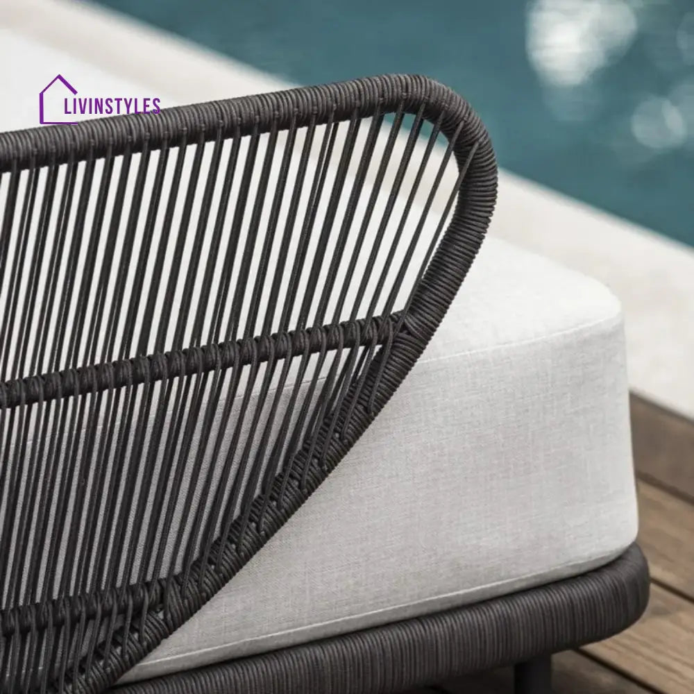 Faustina Outdoor Grey Rope Patio Daybed With Off-White Cushion - Daybed
