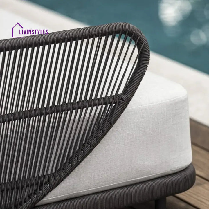 Faustina Outdoor Grey Rope Patio Daybed With Off-White Cushion - Daybed