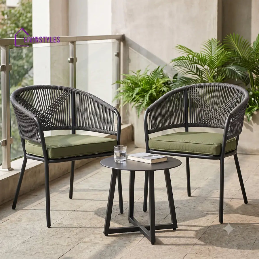 Faustina Outdoor Set 2 Chairs and 1 Table | Balcony Furniture Set