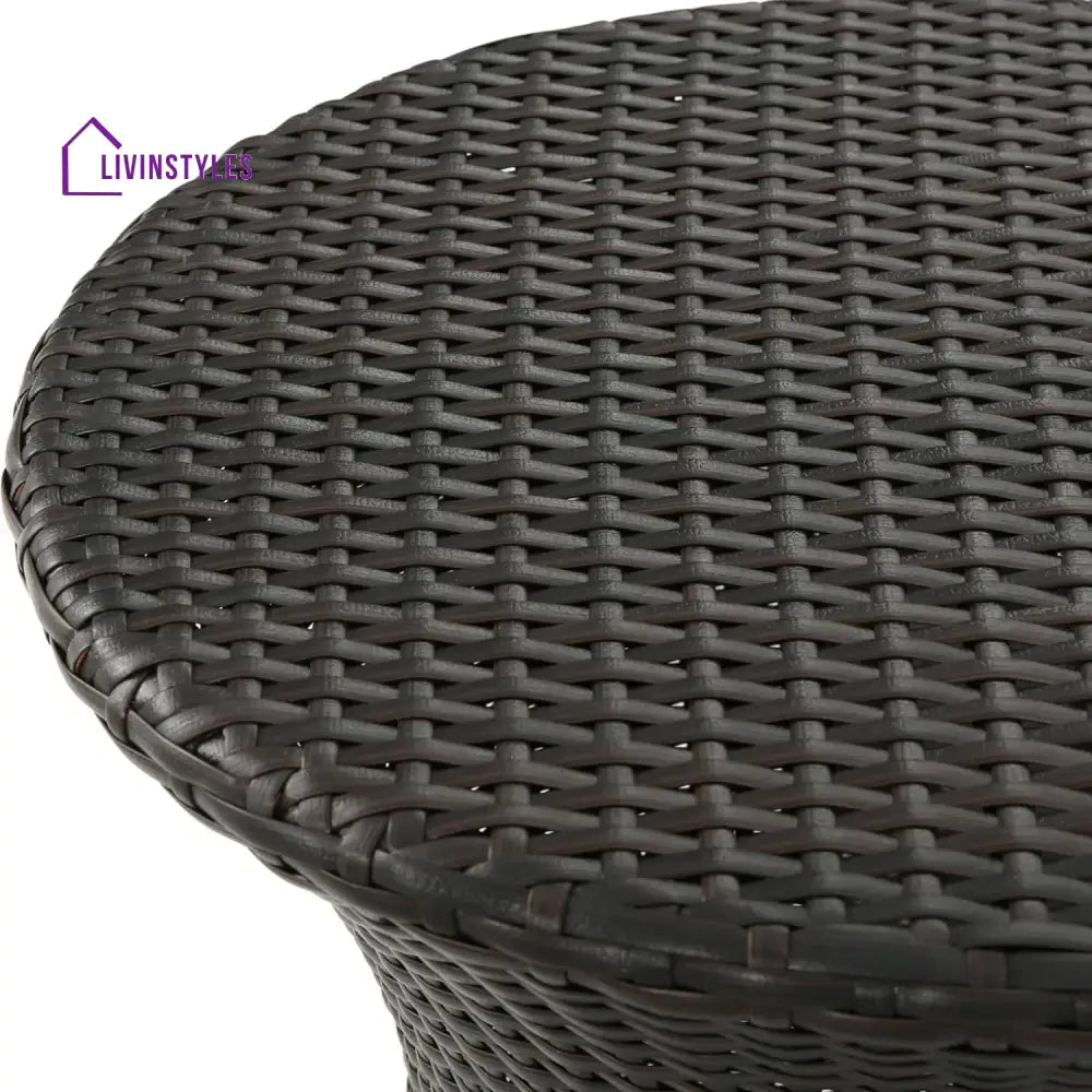 Faustine Outdoor Wicker Round Patio End Table - Table