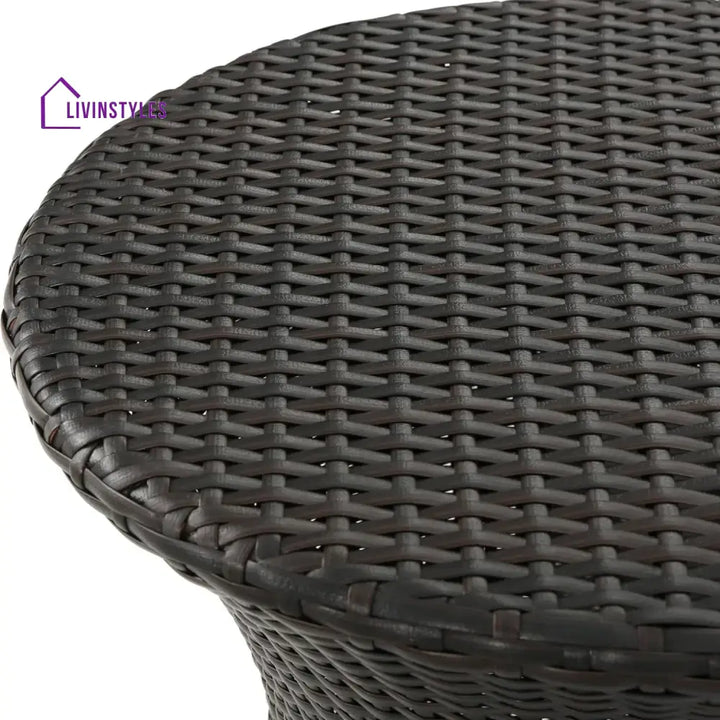 Faustine Outdoor Wicker Round Patio End Table - Table