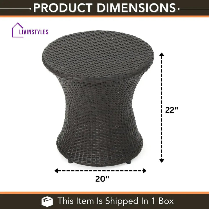 Faustine Outdoor Wicker Round Patio End Table - Table