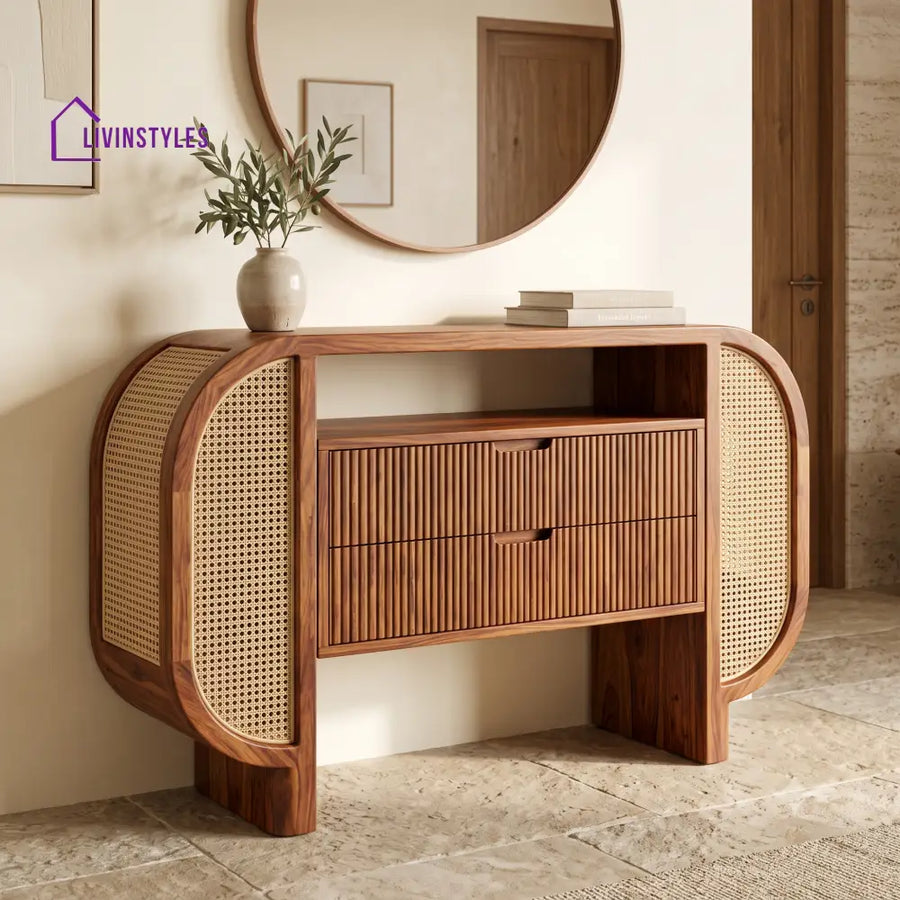 Faustine Premium Wooden Console Table for Living Room | Entryway Table