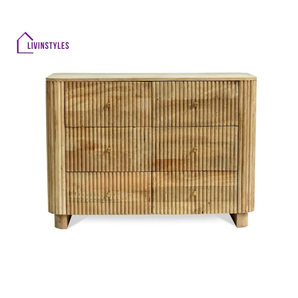 Faustino Mango Wood 6 Drawer Chest - Natural Chest of Drawers