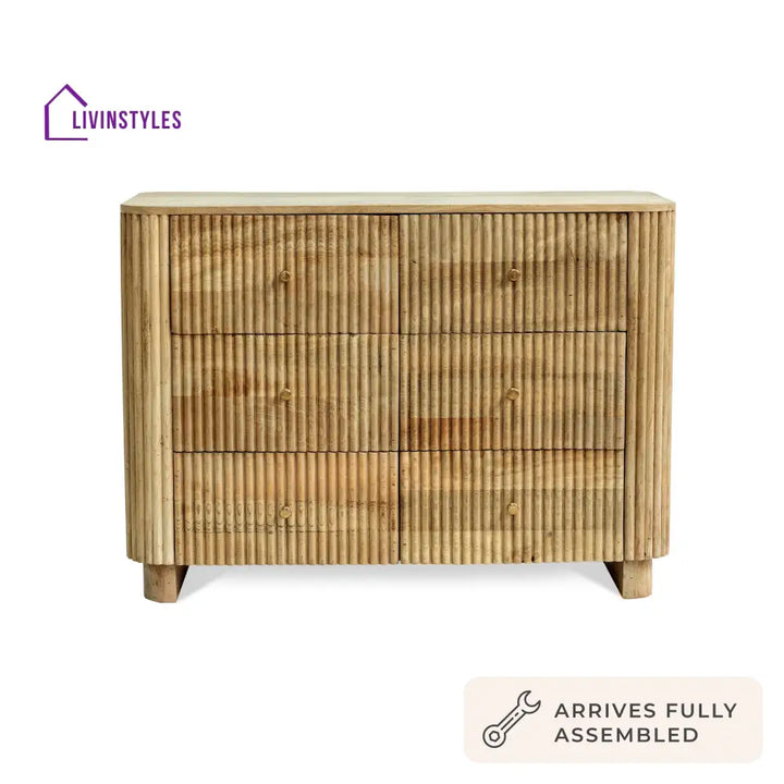 Faustino Mango Wood 6 Drawer Chest - Natural Chest of Drawers