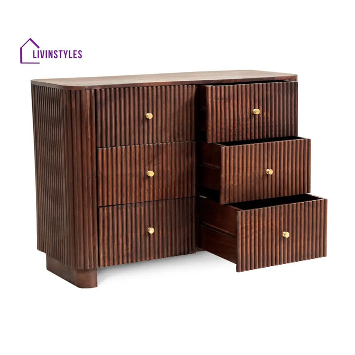 Faustino Mango Wood 6 Drawer Chest - Walnut Chest of Drawers