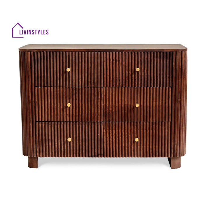Faustino Mango Wood 6 Drawer Chest - Walnut Chest of Drawers