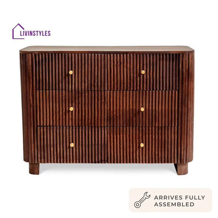 Faustino Mango Wood 6 Drawer Chest - Walnut Chest of Drawers