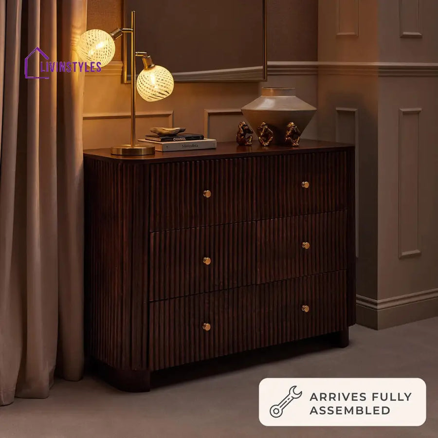 Faustino Mango Wood 6 Drawer Chest - Walnut Chest of Drawers