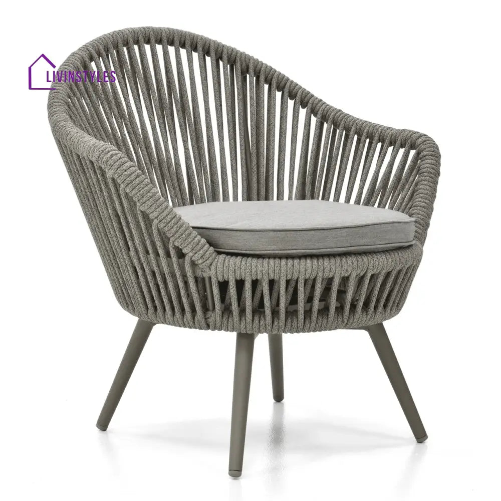 Faux Outdoor Patio Seating Set 2 Chairs and 1 Table Setc(Grey) Braided & Rope - Coffee Table Sets