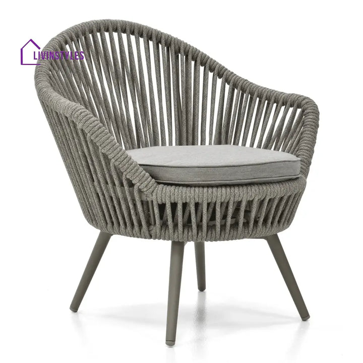 Faux Outdoor Patio Seating Set 2 Chairs and 1 Table Setc(Grey) Braided & Rope - Coffee Table Sets