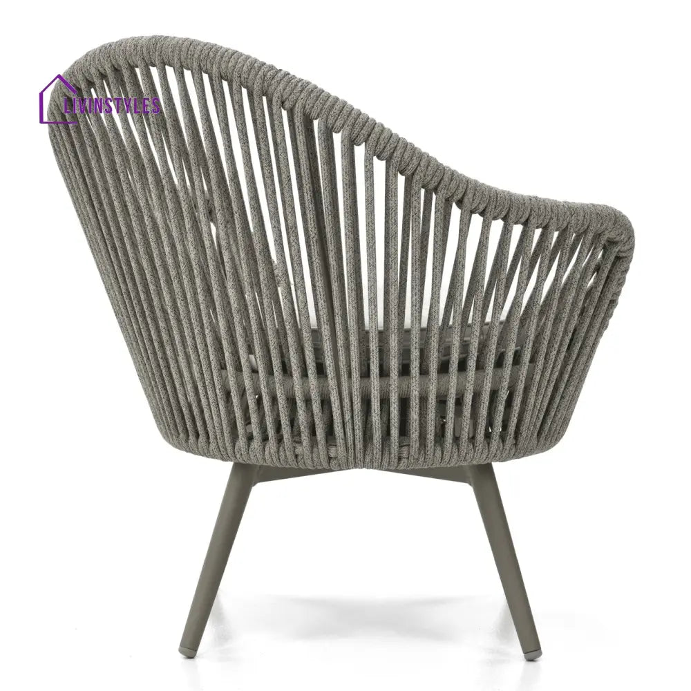 Faux Outdoor Patio Seating Set 2 Chairs and 1 Table Setc(Grey) Braided & Rope - Coffee Table Sets