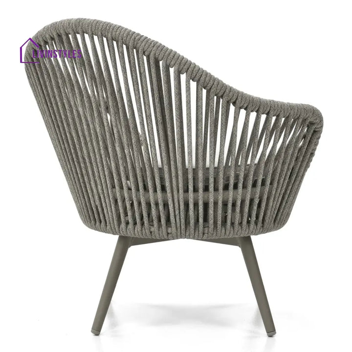 Faux Outdoor Patio Seating Set 2 Chairs and 1 Table Setc(Grey) Braided & Rope - Coffee Table Sets