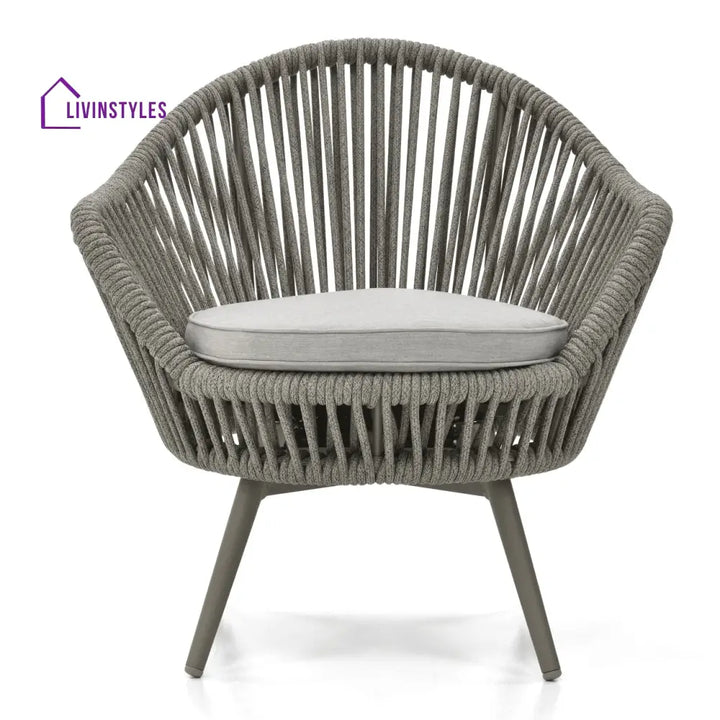 Faux Outdoor Patio Seating Set 2 Chairs and 1 Table Setc(Grey) Braided & Rope - Coffee Table Sets