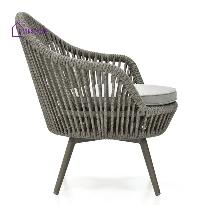 Faux Outdoor Patio Seating Set 2 Chairs and 1 Table Setc(Grey) Braided & Rope - Coffee Table Sets