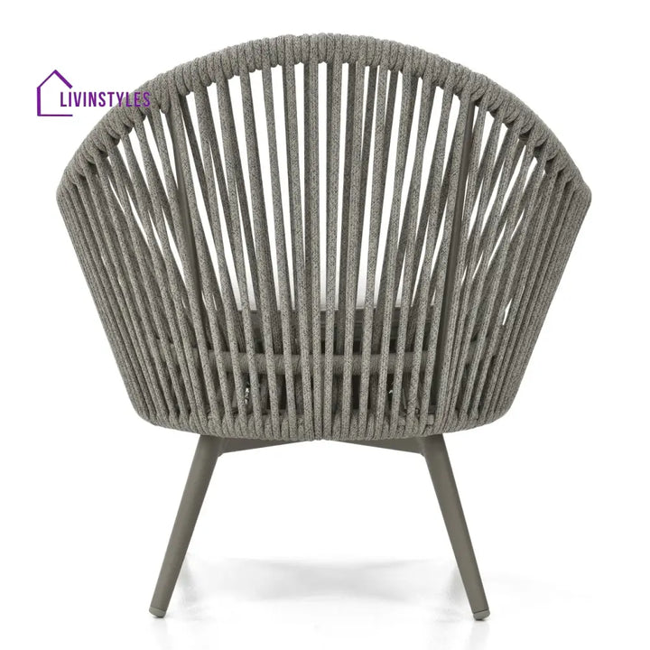 Faux Outdoor Patio Seating Set 2 Chairs and 1 Table Setc(Grey) Braided & Rope - Coffee Table Sets