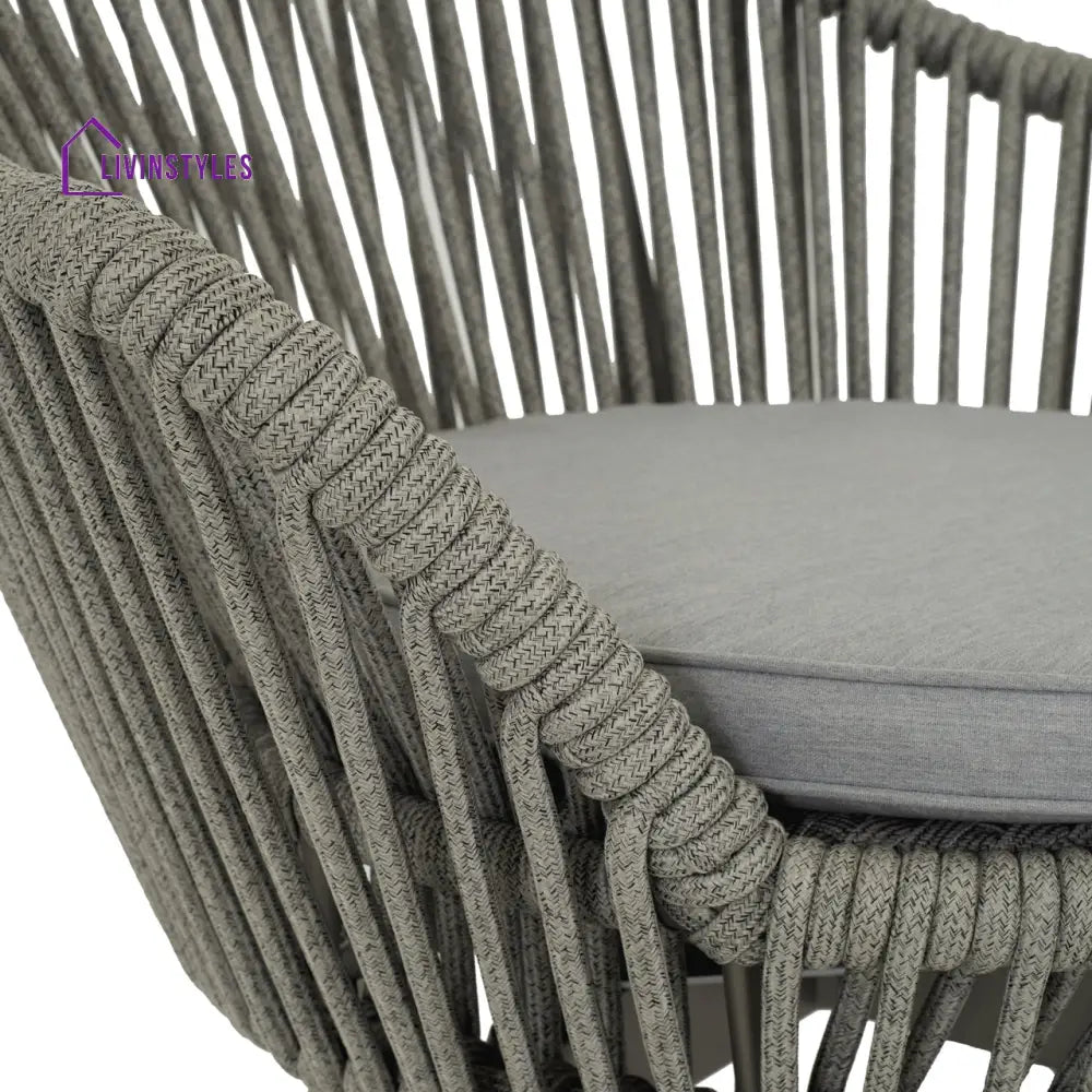 Faux Outdoor Patio Seating Set 2 Chairs and 1 Table Setc(Grey) Braided & Rope - Coffee Table Sets
