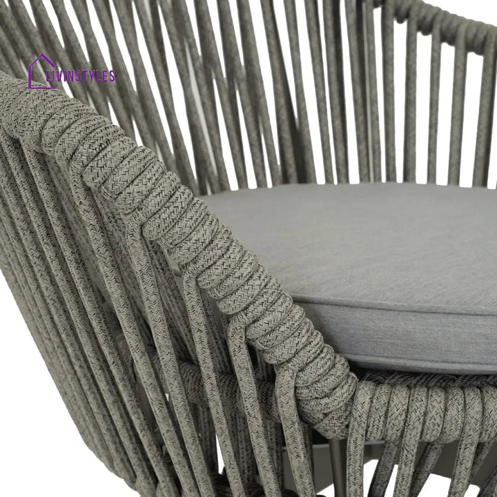 Faux Outdoor Patio Seating Set 2 Chairs and 1 Table Setc(Grey) Braided & Rope - Coffee Table Sets