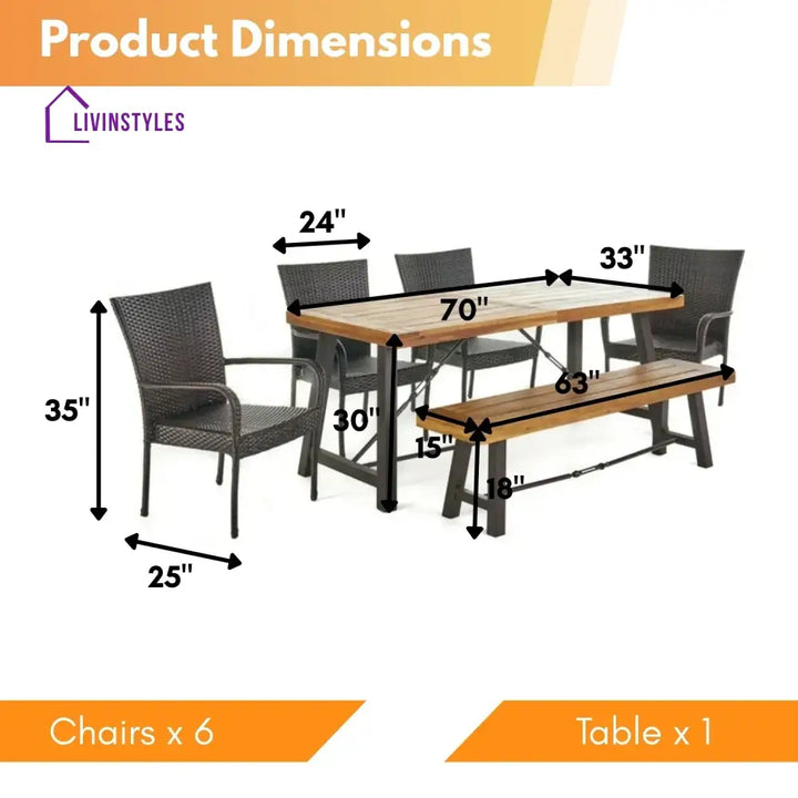 Fawzia Outdoor All-Weather Resistant Rattan Wicker 6-Piece Dining Set - Dining Set